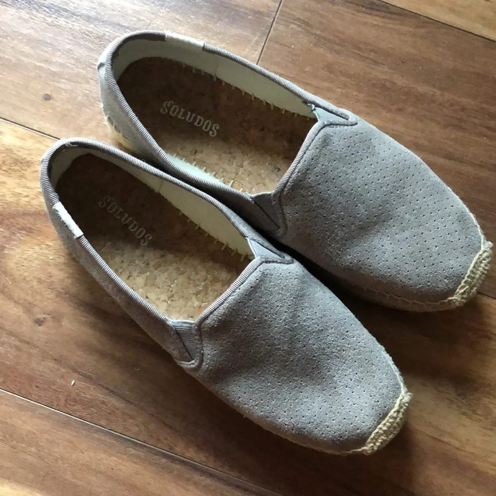 Soludos Taupe Suede Platform Espadrilles